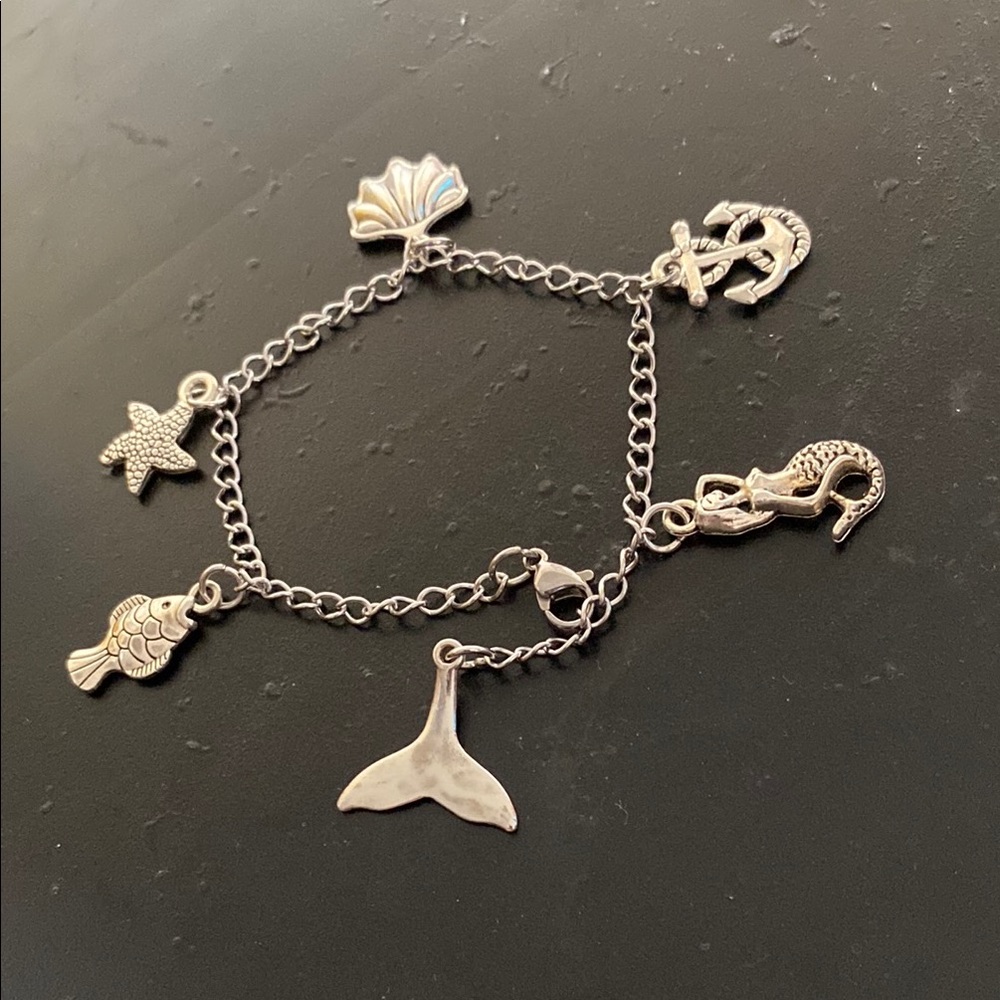Silver Nautical Charm Bracelet Hand Crafted - Picture 2 of 3